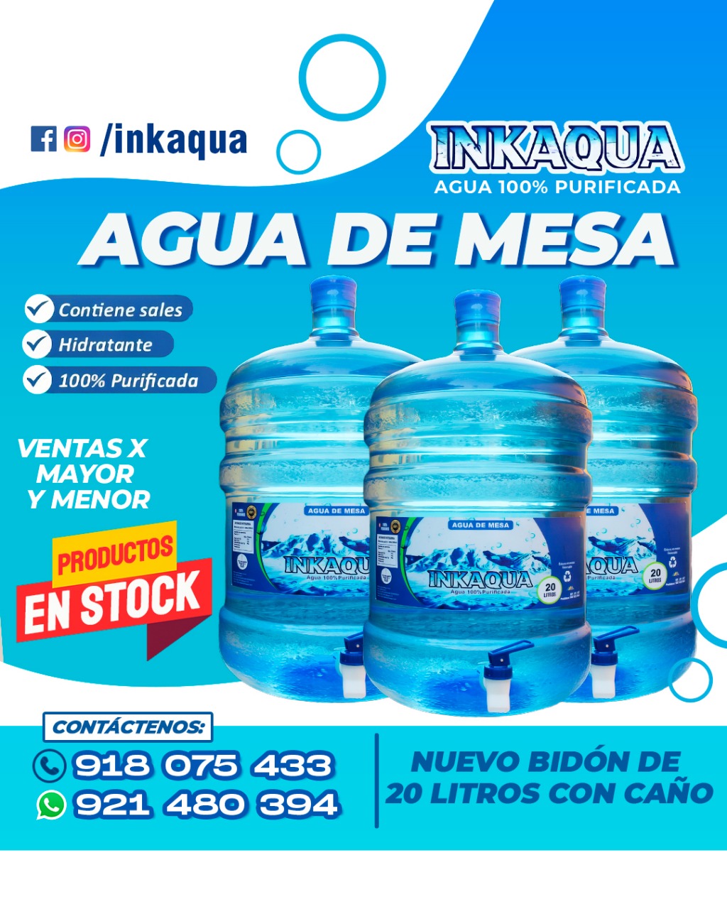 Agua Inkaqua purificada en vaso mostrando su transparencia